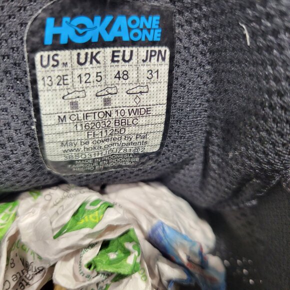 Hoka One One Clifton 10 Wide Men's US Size 132E Black Running Shoes 1162032-BBLC - Picture 11 of 11